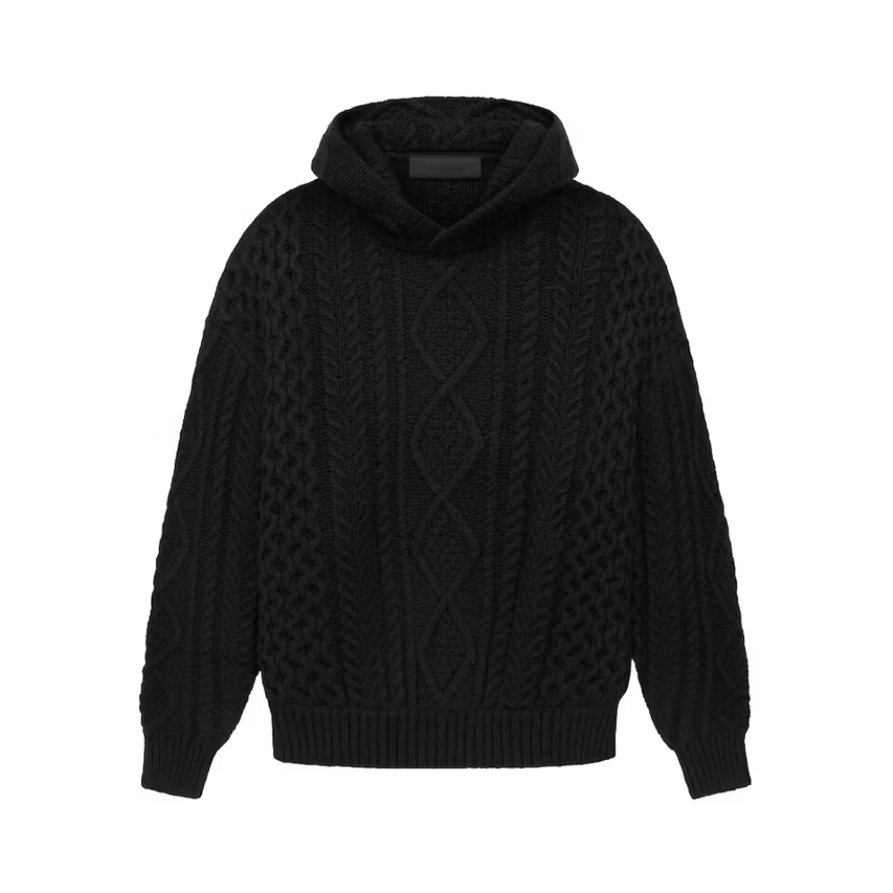 Fear of God Essentials Cable Knit Hoodie Black