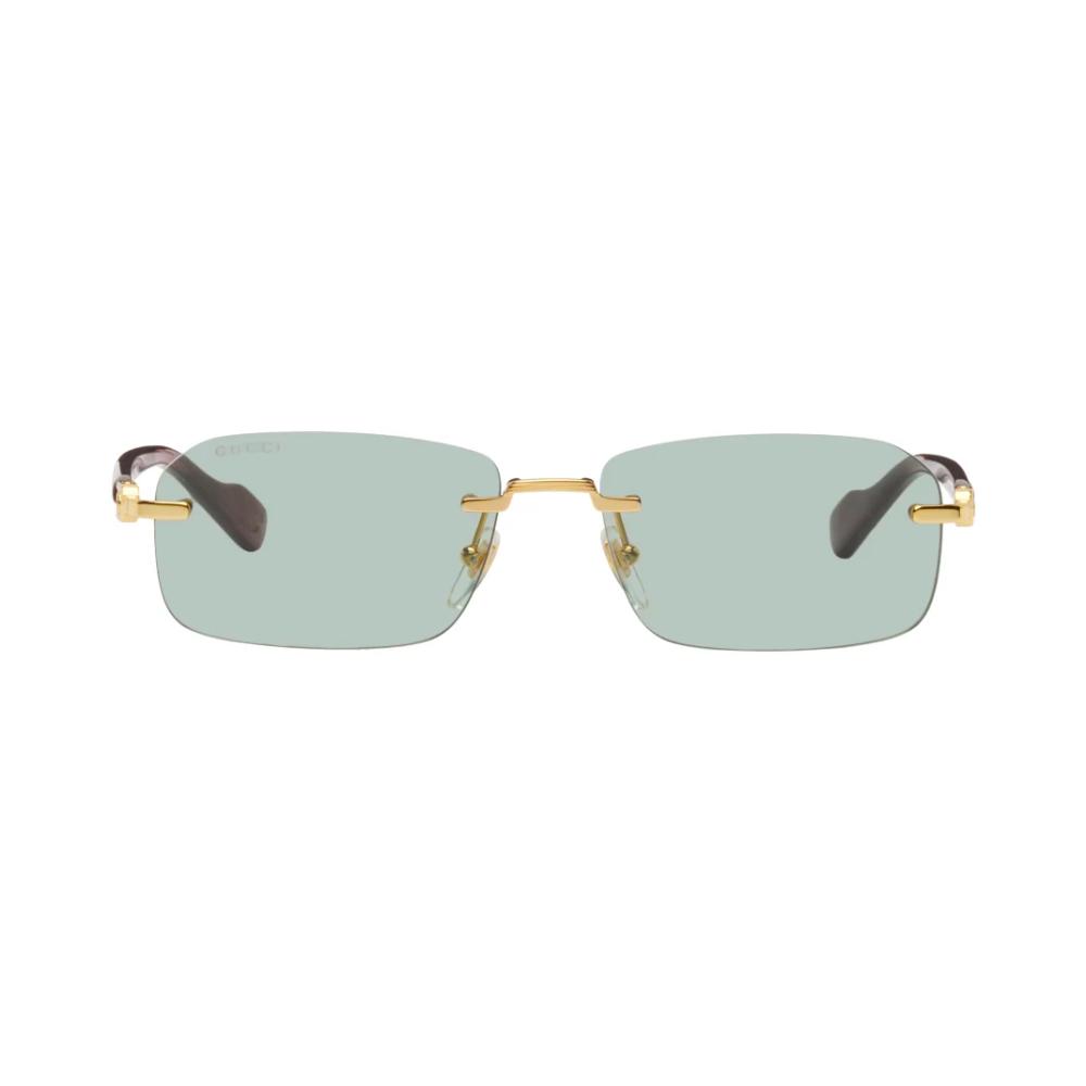 GUCCI Gold Rectangular Sunglasses