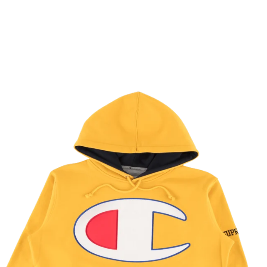 Sweat à capuche Supreme x Champion Satin Logo "SS 17" - Jaune Doré