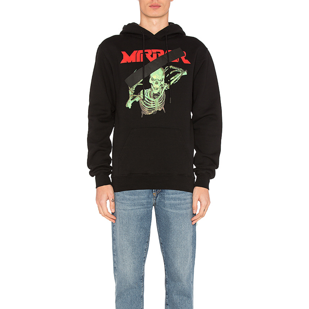 OFF-WHITE Black Skull Mirror Hoodie - Black & Multicolor