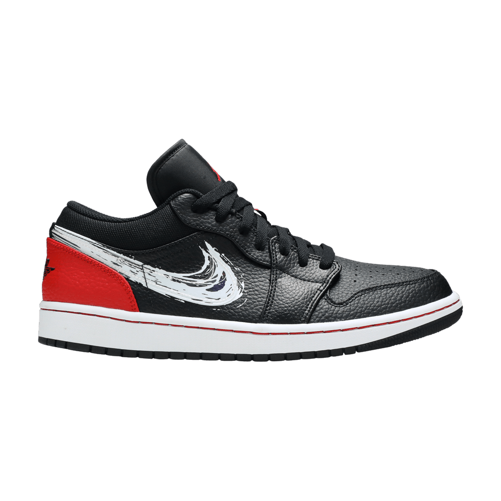 Jordan 1 Low Brushstroke Swoosh Black