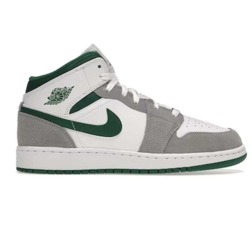 Jordan 1 Mid SE Blanc Pin Vert Fumée Gris (GS)