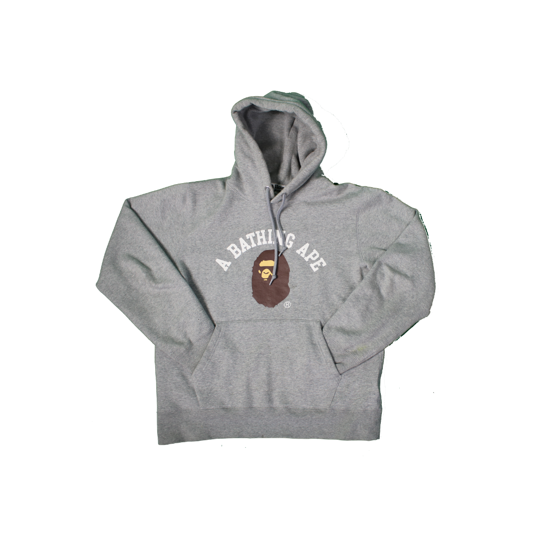 BAPE Head Pullover College Hoodie - Gray