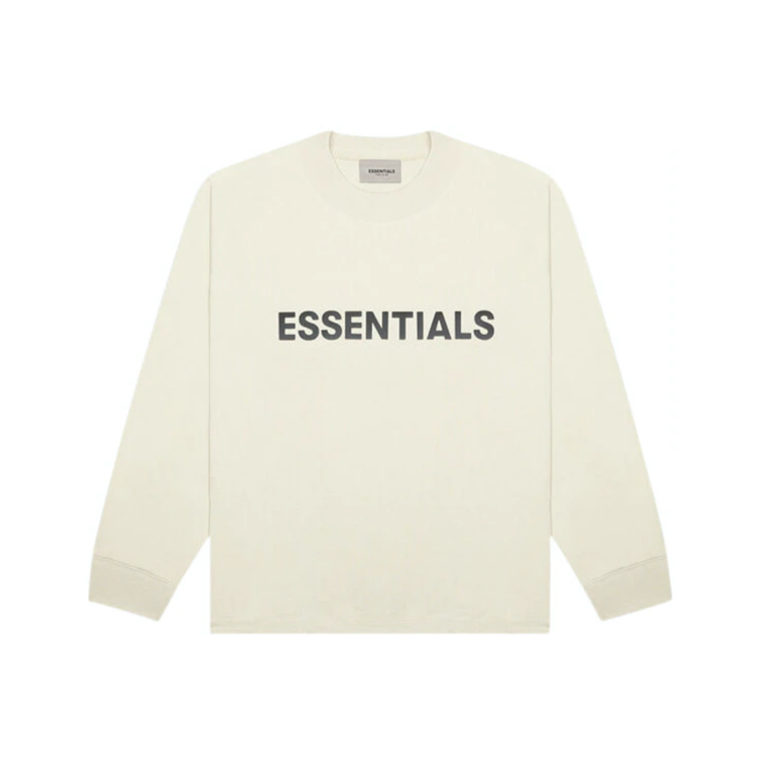 FEAR OF GOD x ESSENTIALS 3D SILICON APPLIQUE T-SHIRT À MANCHES LONGUES - CRÈME AU BEURRE