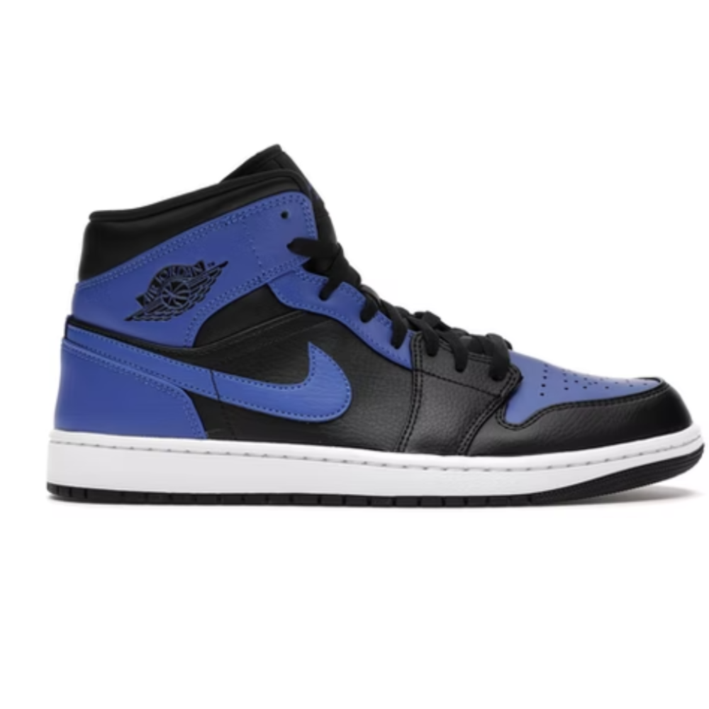 Jordan 1 Mid Hyper Royal Cuir vieilli