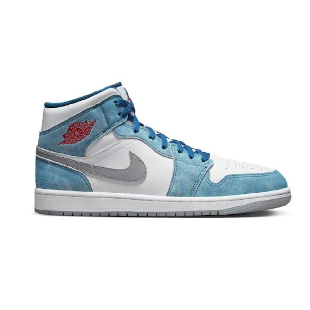 Jordan 1 Mid French Blue Fire Red