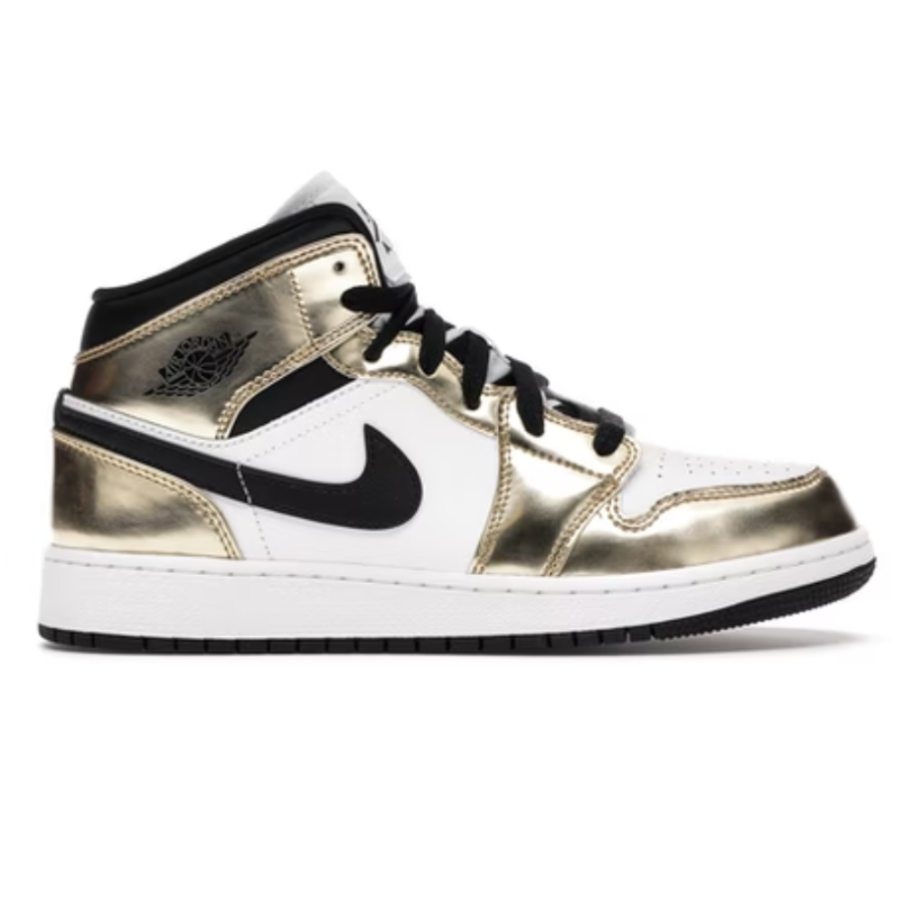 Jordan 1 Mid Metallic Or Noir Blanc (GS)