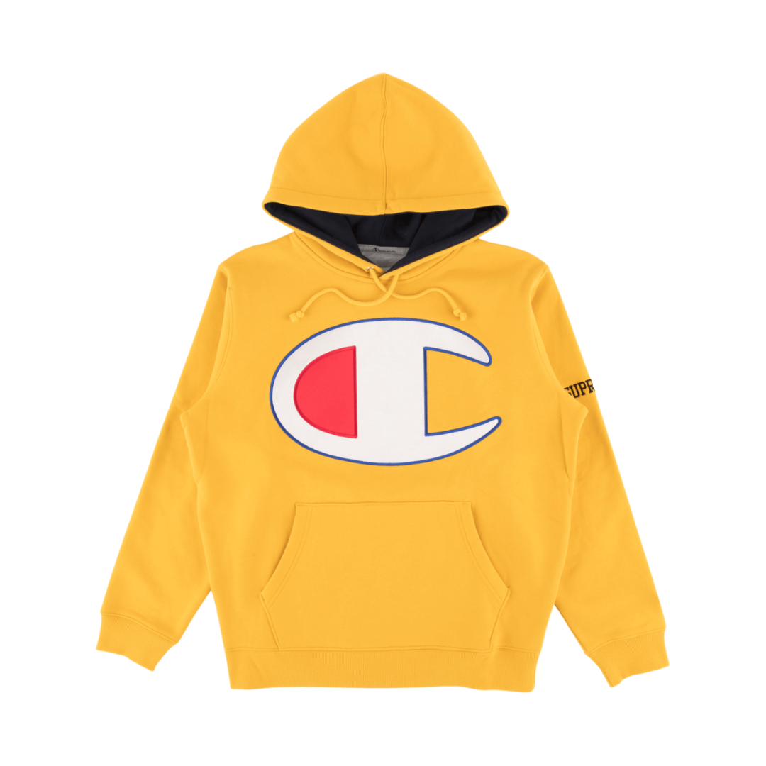 Sweat à capuche Supreme x Champion Satin Logo "SS 17" - Jaune Doré