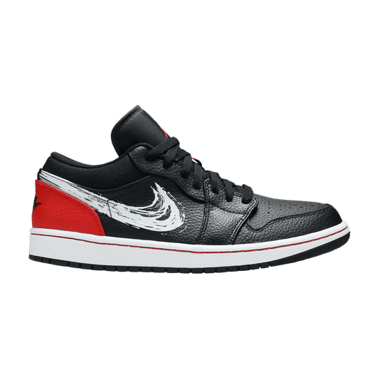 Jordan 1 Low Brushstroke Swoosh Black