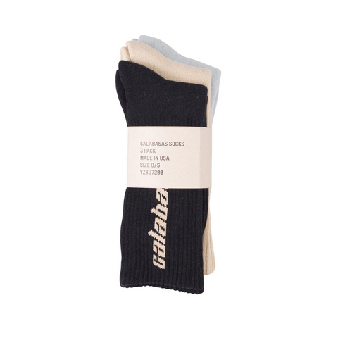 Yeezy Calabasas Socks 3 Pack Core Glacier Sand COP