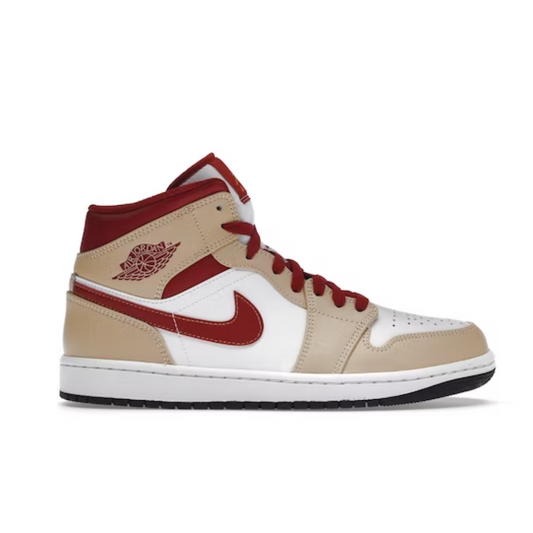 Jordan 1 Mid Light Curry Cardinal