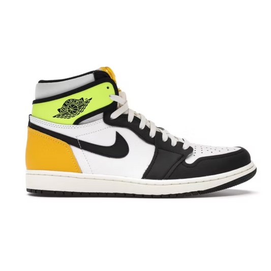 Jordan 1 Retro High Blanc Noir Volt Université Or