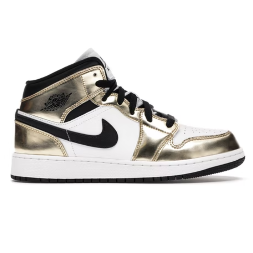 Jordan 1 Mid Metallic Gold Black White (GS)